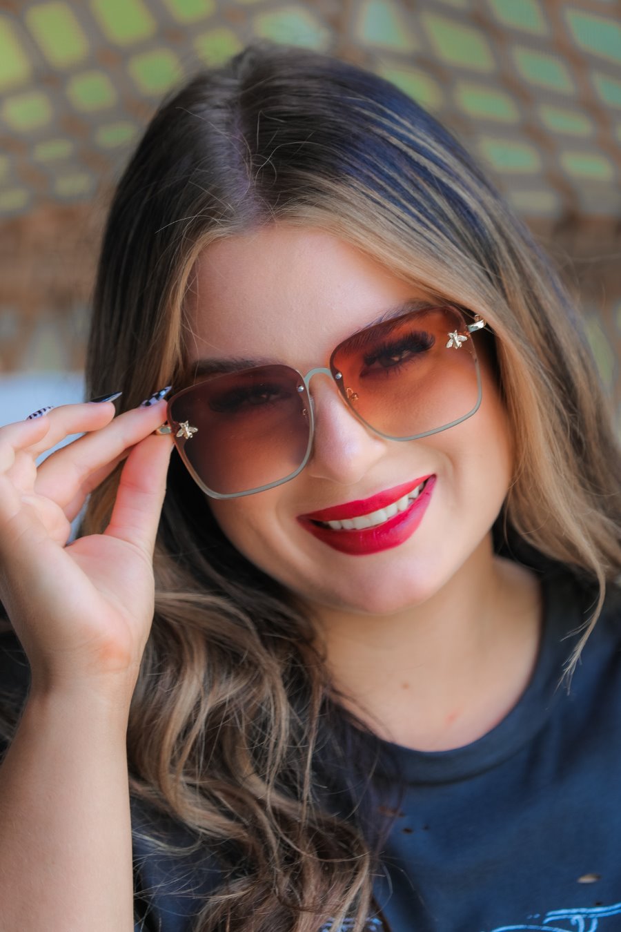 Honey Bee Square Framed Sunglasses