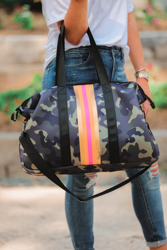 Green Camo Neoprene Weekender Bag