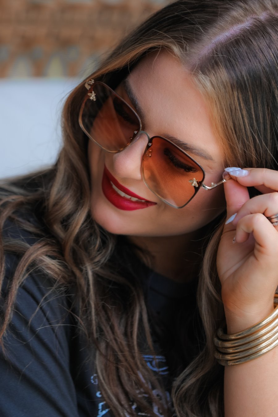 Honey Bee Square Framed Sunglasses