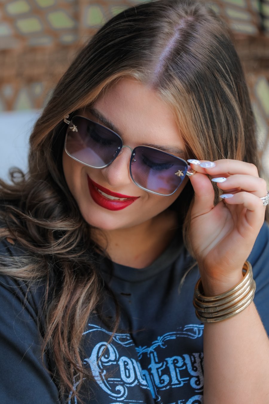 Honey Bee Square Framed Sunglasses