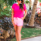 Think Pink Solid Drawstring Everyday Shorts - Jess Lea Wholesale