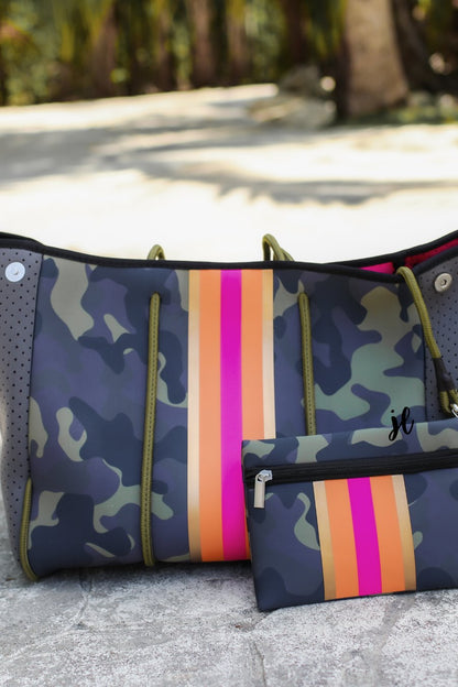 Green Camo Neoprene Tote Bag