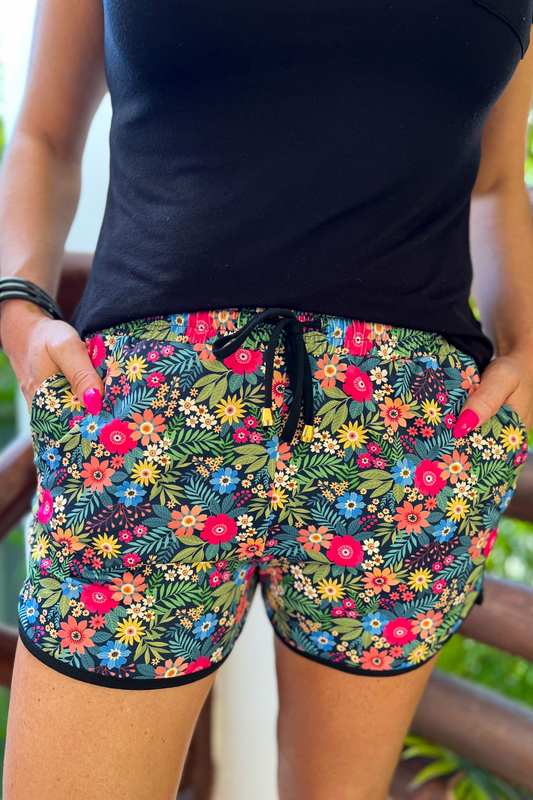 Falling For Floral Drawstring Everyday Shorts