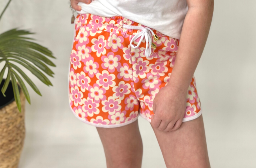 Kids Far Out Floral Drawstring Everyday Shorts
