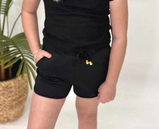 Kids After Dark Black Drawstring Everyday Shorts - Jess Lea Wholesale