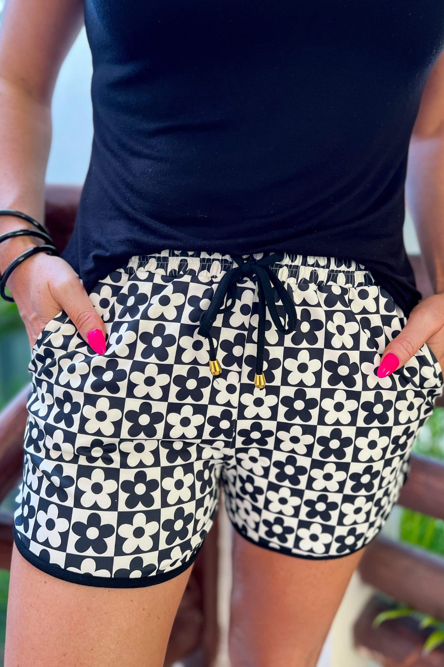 Adult New Habits Checkered Drawstring Everyday Shorts - Jess Lea Wholesale