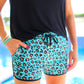 Tulum Turquoise Leopard Drawstring Everyday Shorts
