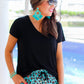 Tulum Turquoise Leopard Drawstring Everyday Shorts - Jess Lea Wholesale