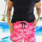 On The Hunt Pink Camo Drawstring Everyday Shorts