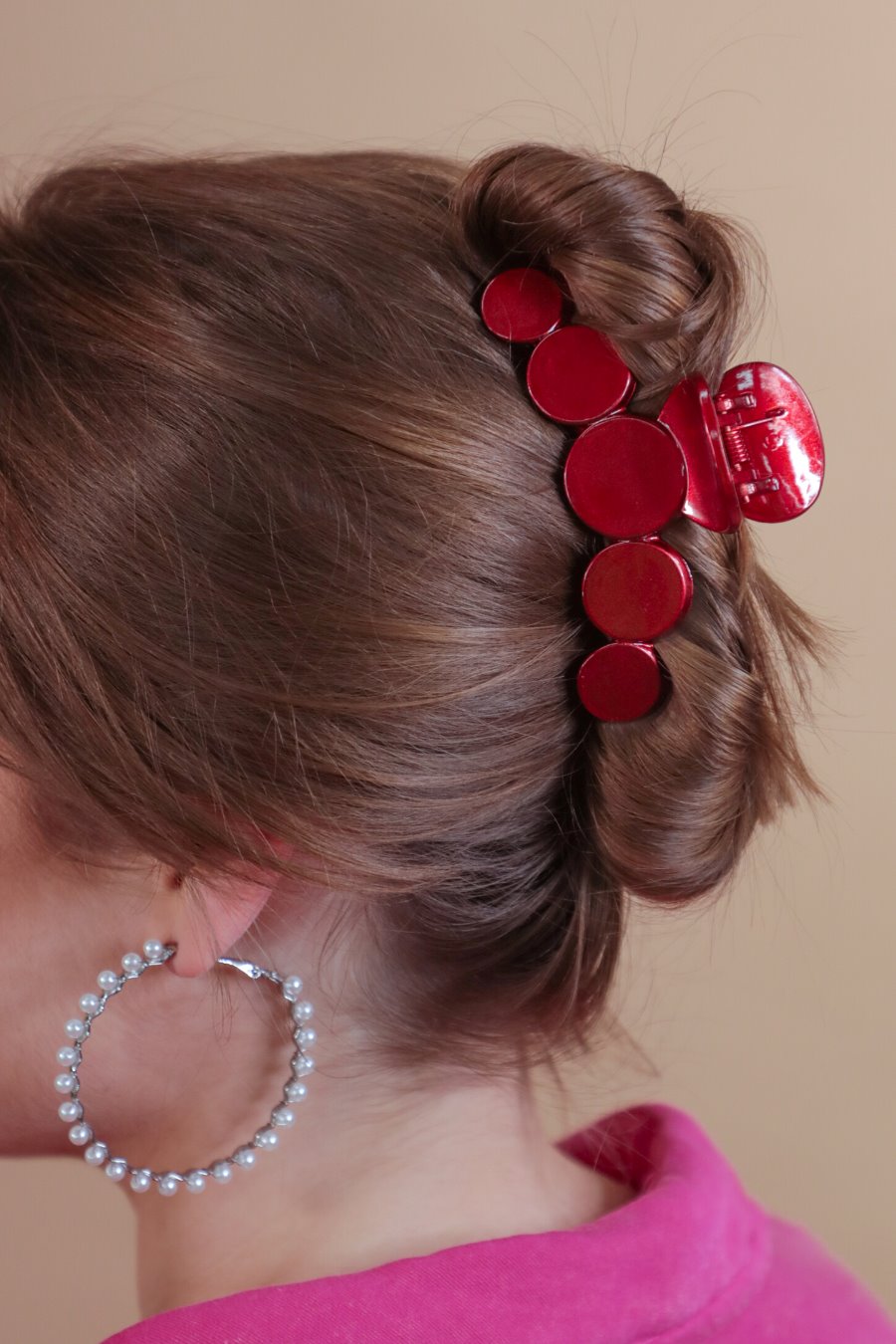 Ruth Red Metallic Claw Clip