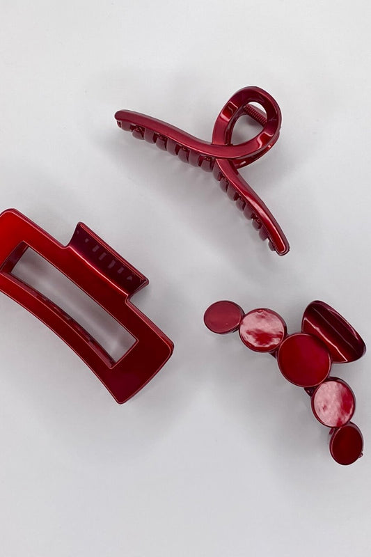 Ruth Red Metallic Claw Clip