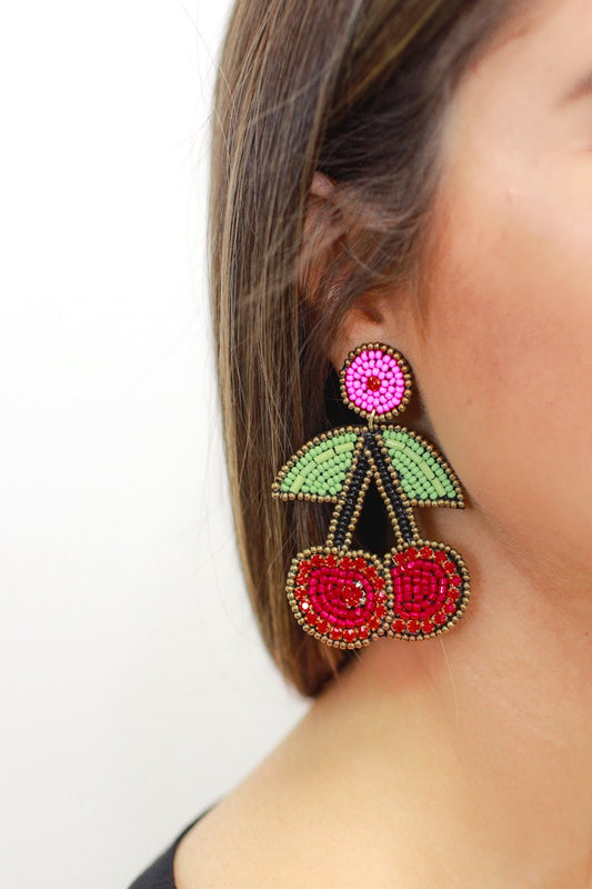 Wild Cherry Beaded Earrings