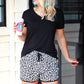 Kamryn White Leopard Drawstring Everyday Shorts - Jess Lea Wholesale