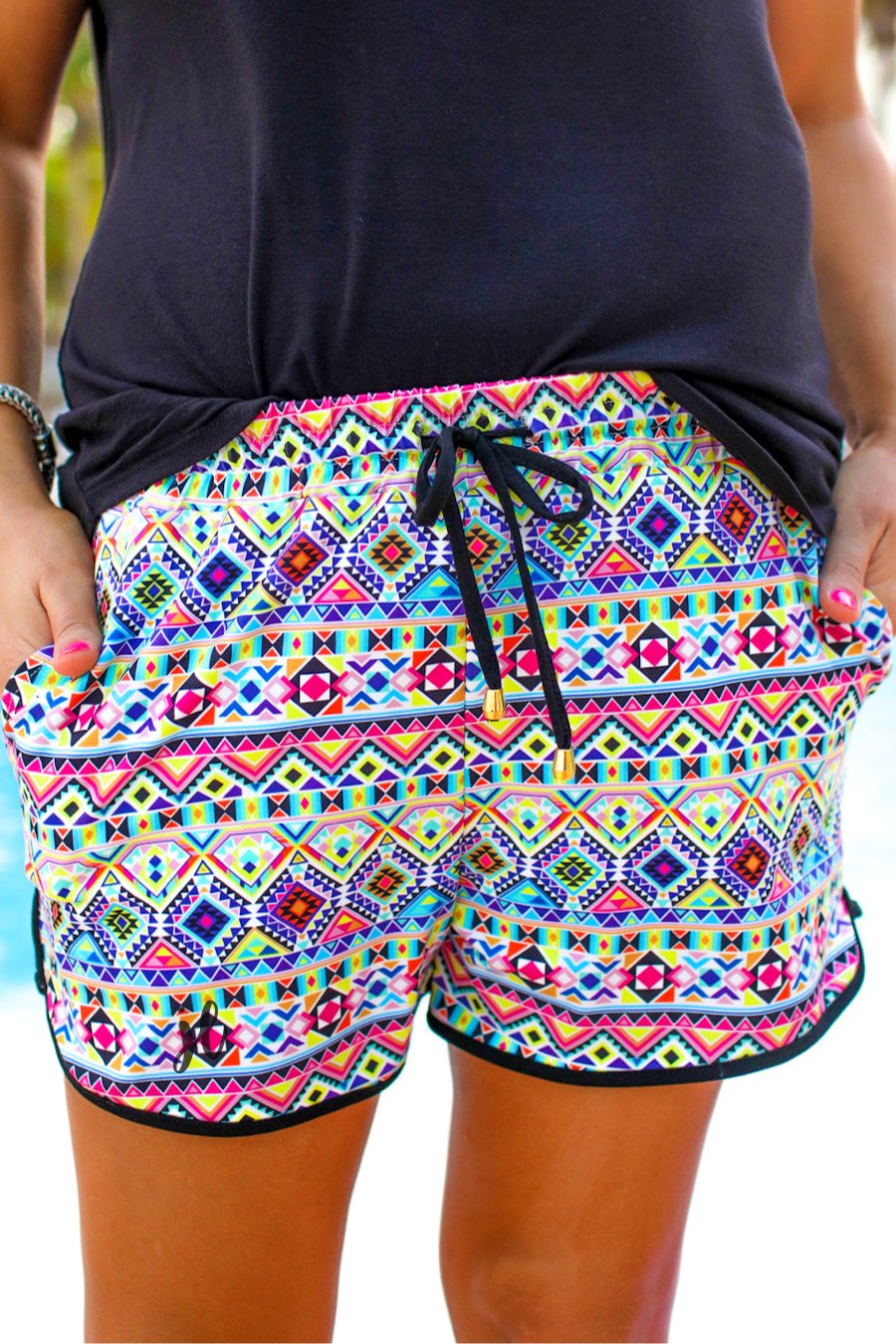 Maya Aztec Drawstring Everyday Shorts - Jess Lea Wholesale