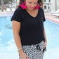 Kamryn White Leopard Drawstring Everyday Shorts