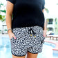 Kamryn White Leopard Drawstring Everyday Shorts