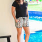 Sassy Snake Print Drawstring Everyday Shorts